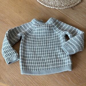 Chunky knit organic cotton sweater stripe neutral